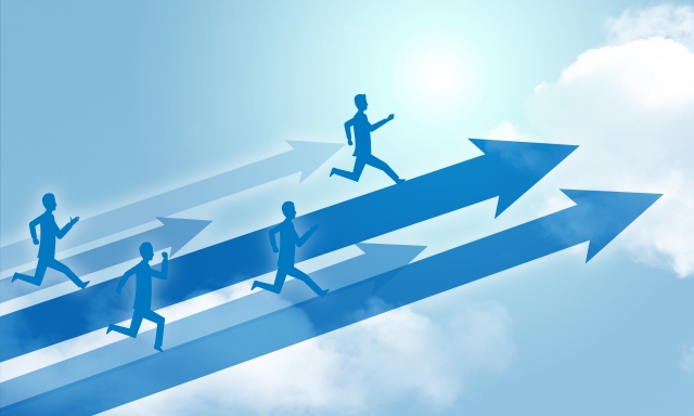 人が前に向かっている絵